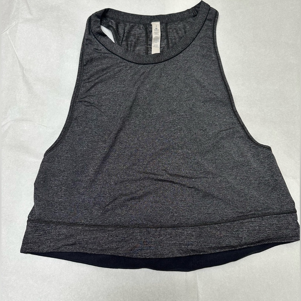 Lululemon Pace Perfect Tank Heathered Gray black - Picture 1 of 5